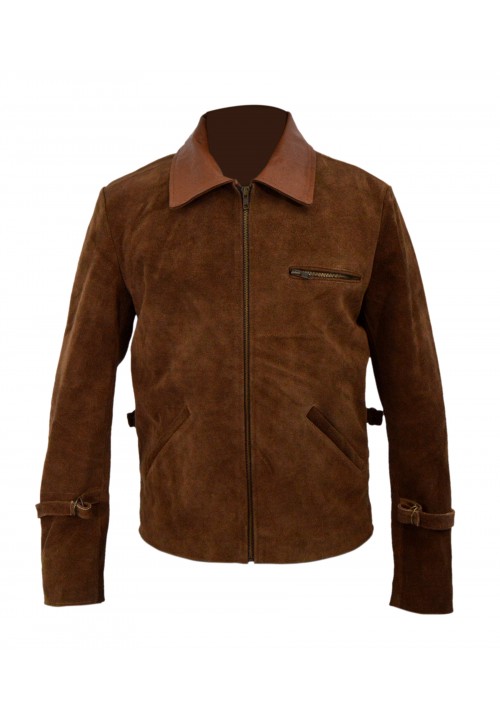 ALLIED BRAD PITT BROWN SUEDE LEATHER JACKET